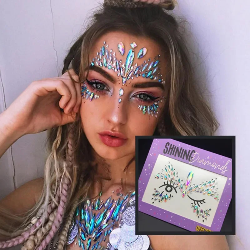 3D Sexy Face Tattoo Stickers Temporary Tattoos Glitter s Masquerade for Women Party Jewels 241230