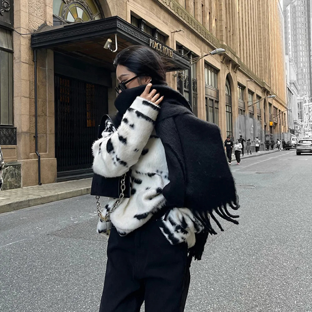 Winter Scarf Women Cashmere Warm Pashmina Foulard Female Solid Shawls Wraps Thick Soft Bufanda Tassels Scarves Long Stole 250106