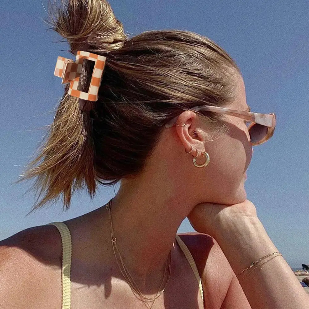 4 Pack Checkered Claw Clip Ahoney Y2k Accessories Small Hair Claw Clips for Thin Hair 2 Cute Hair Clips Aesthetic Barrettes 90s 250103