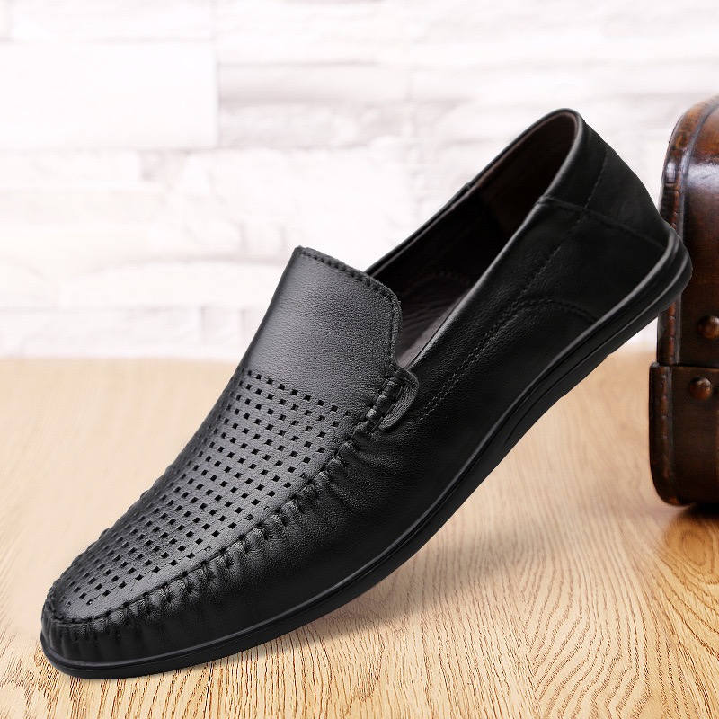 2025 new Italian Mens Leather Casual Summer Men Loafers Moccasins Comfy Driving Breathable Slip On Boat Shoes 240924