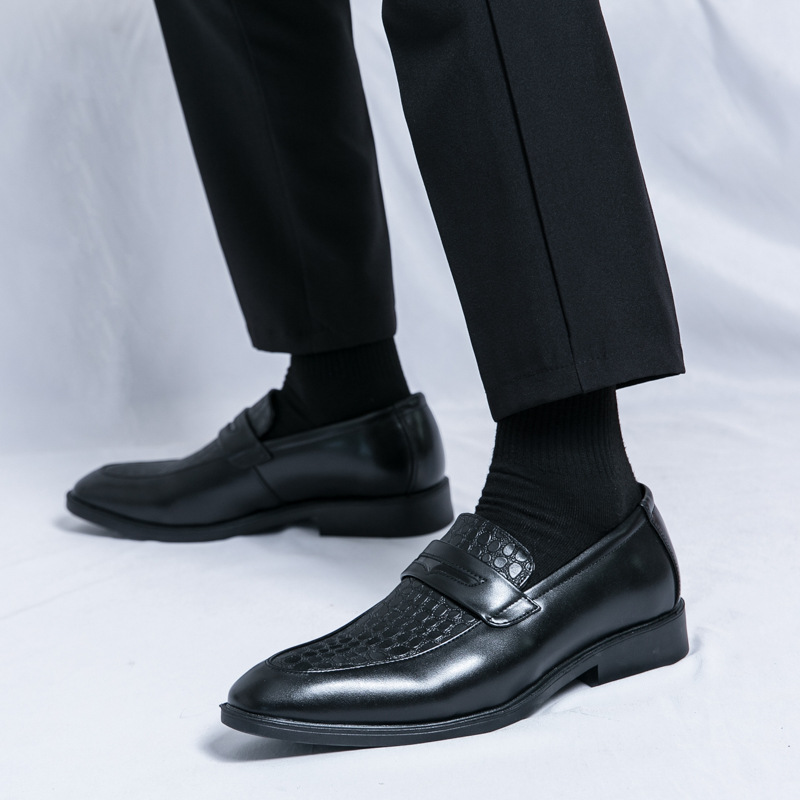Men Dress Shoes Leather Shoes Pointed Toe New Styles Formal Wedding Shoes Triple Black Brown Blue Free shipping