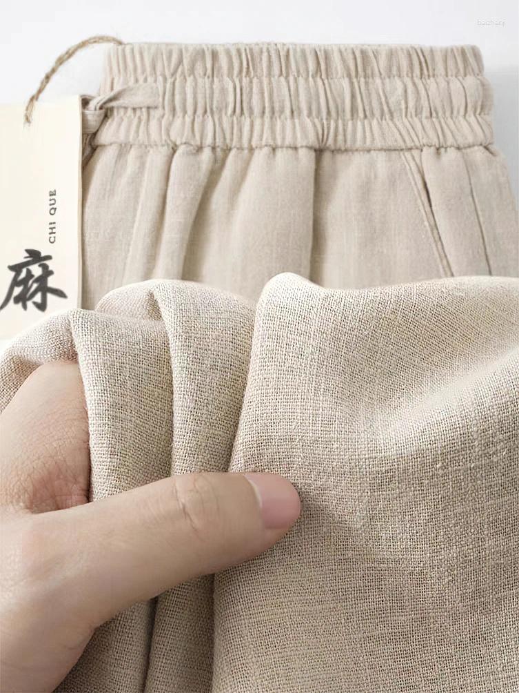 Men's Pants Straight Casual Cotton Linen Men Wide Leg Lightweight Baggy Sweatpants Male Ankle-Length Walking Trousers Work