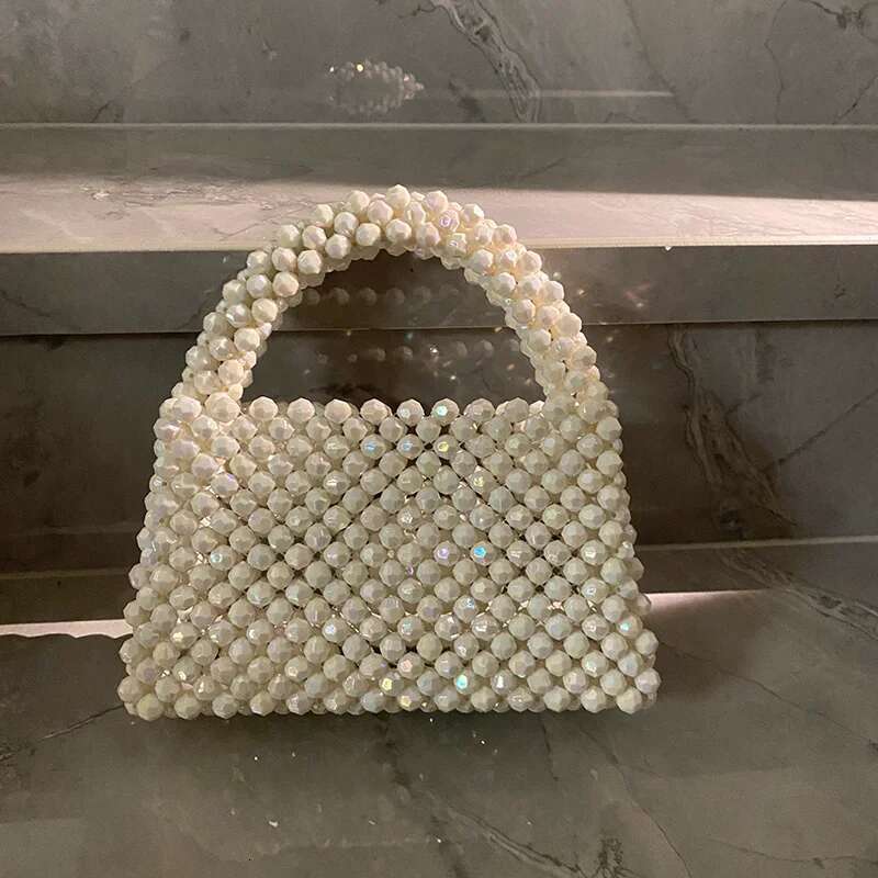 Bg Beads Bags Handmade Woven Beaded Women's Fashion Design Handbag Customized Acrylic Stone Ladies Party Clutch 2023