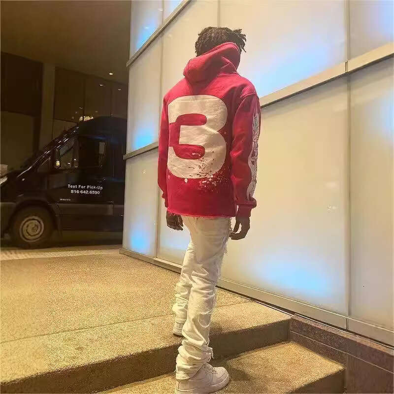 New Street Design Feel Alphabet Number Printed Loose Hoodie