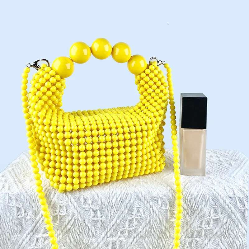 New Fashion Handwoven Everyday Versatile Handheld Chain Strap Diagonal Stranded Bead Handmade Bag