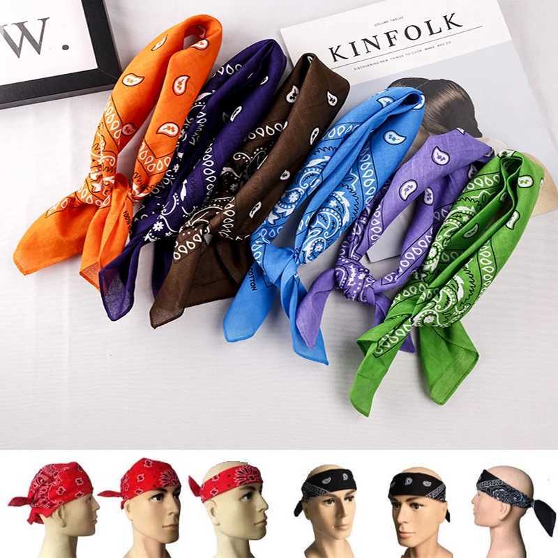High quality 55x55cm bandana unisex hip-hop fashion headband with neck scarf wristband square scarf printed handle W250107