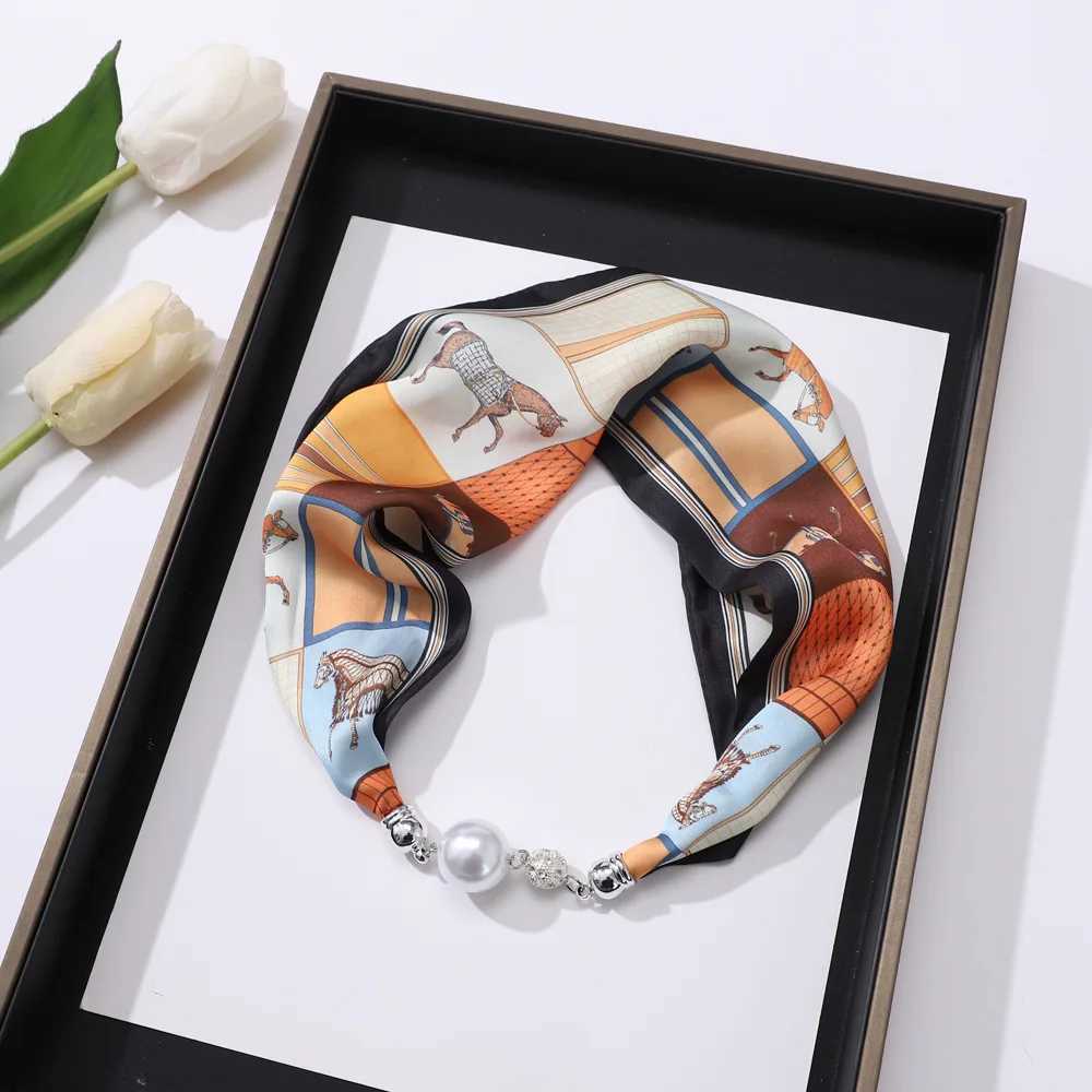 Imitation silk scarf magnetic buckle necklace pendant wearing Spring and Autumn womens certificate protection W250107