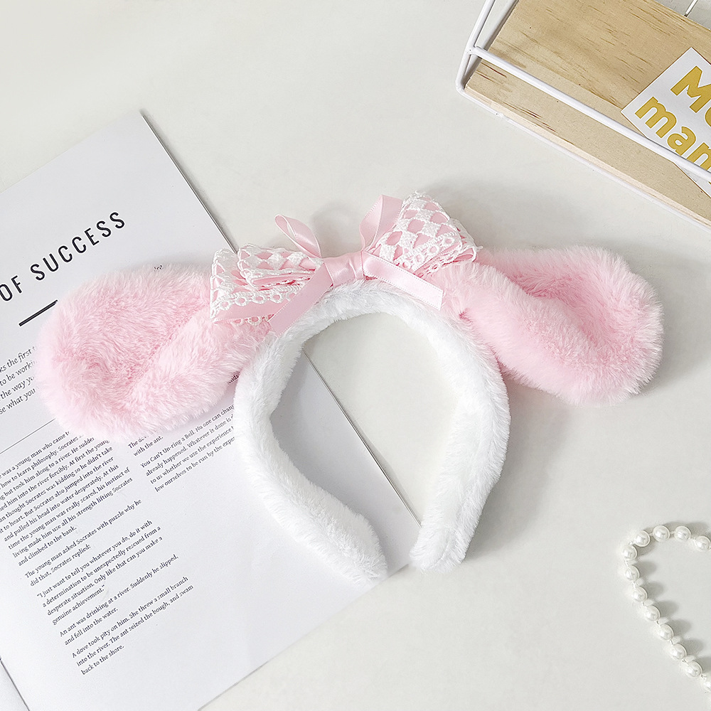 Super cute big eared dog plush headband cute cartoon internet celebrity face wash hair clip headband student hair tie photo hair accessory
