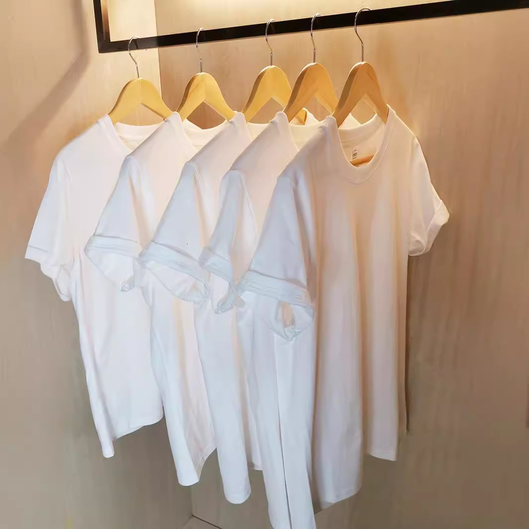 200g Japanese cotton short sleeve t-shirt mens and womens solid white mens blank shirt fashion brand ins