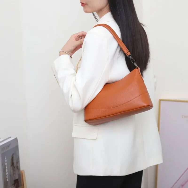 Cow Women's Shoulder Crossbody Bag, Simple Commuter Hobo Handbag,Good Quality Genuine Leather Large Capacity Ladies' Bag