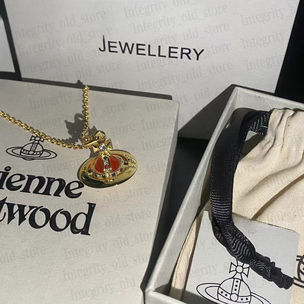 Designer Jewelry womens vivienenns westwood necklaces planet necklaces with box 925 silver 18k gold moissanite Colorful necklace Saturn necklace Royal Party f00