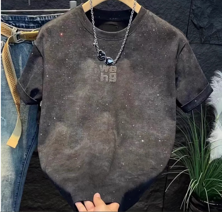 2024 New American Fashion Brand Letter Printed Short sleeved T-shirt Mens Summer Instagram Fashion Brand Loose Casual Top