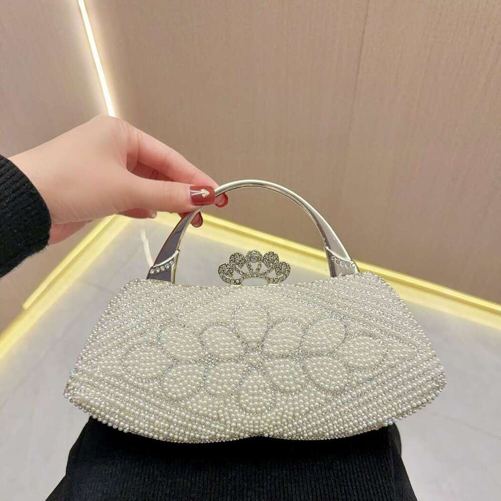 New European And American Retro Pearl Inlaid Dia Handbag, Rhie Women's Bag, Diagonal Cross Banquet Bags