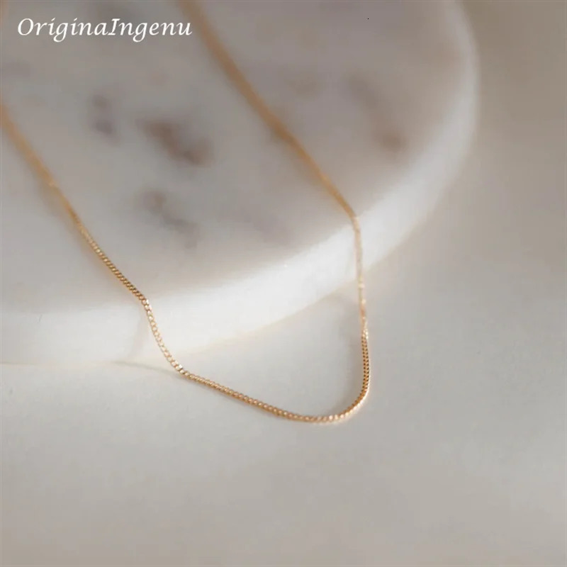 14K Gold Filled Liquid Chain Necklace Dainty Necklace Gold Filled Choker Tarnish Resistant Necklace Vintage Jewelry250103