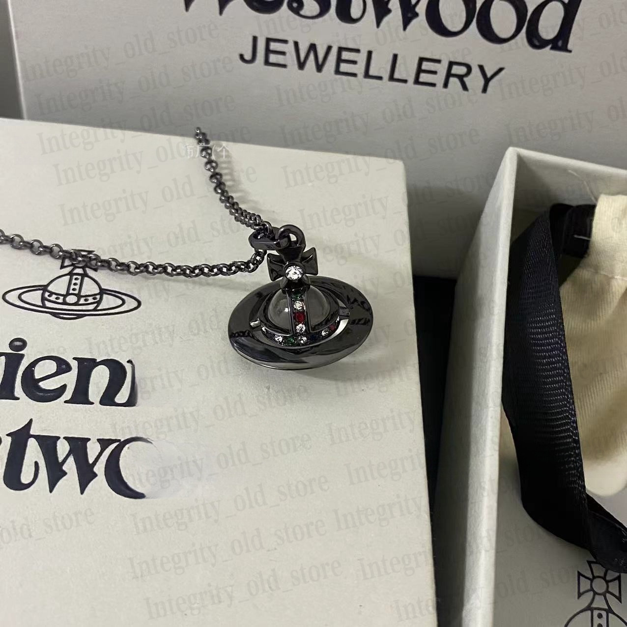 Designer Jewelry womens Vivienneies Westwood planet necklaces with box 925 silver 18k gold moissanite Colorful necklace Saturn necklace Royal Party Wedding d9b