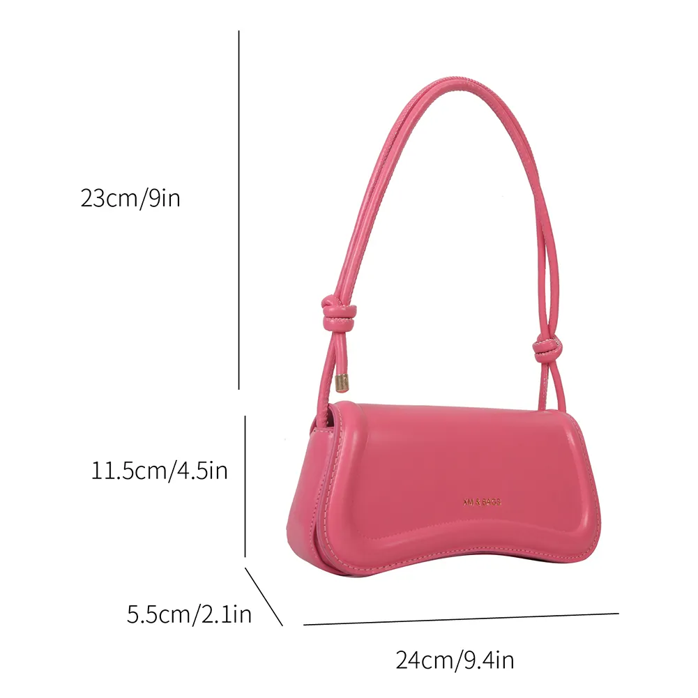 Premium Pink PU Leather Designer Handbag for Women - Spacious Interior with Detachable Shoulder Strap