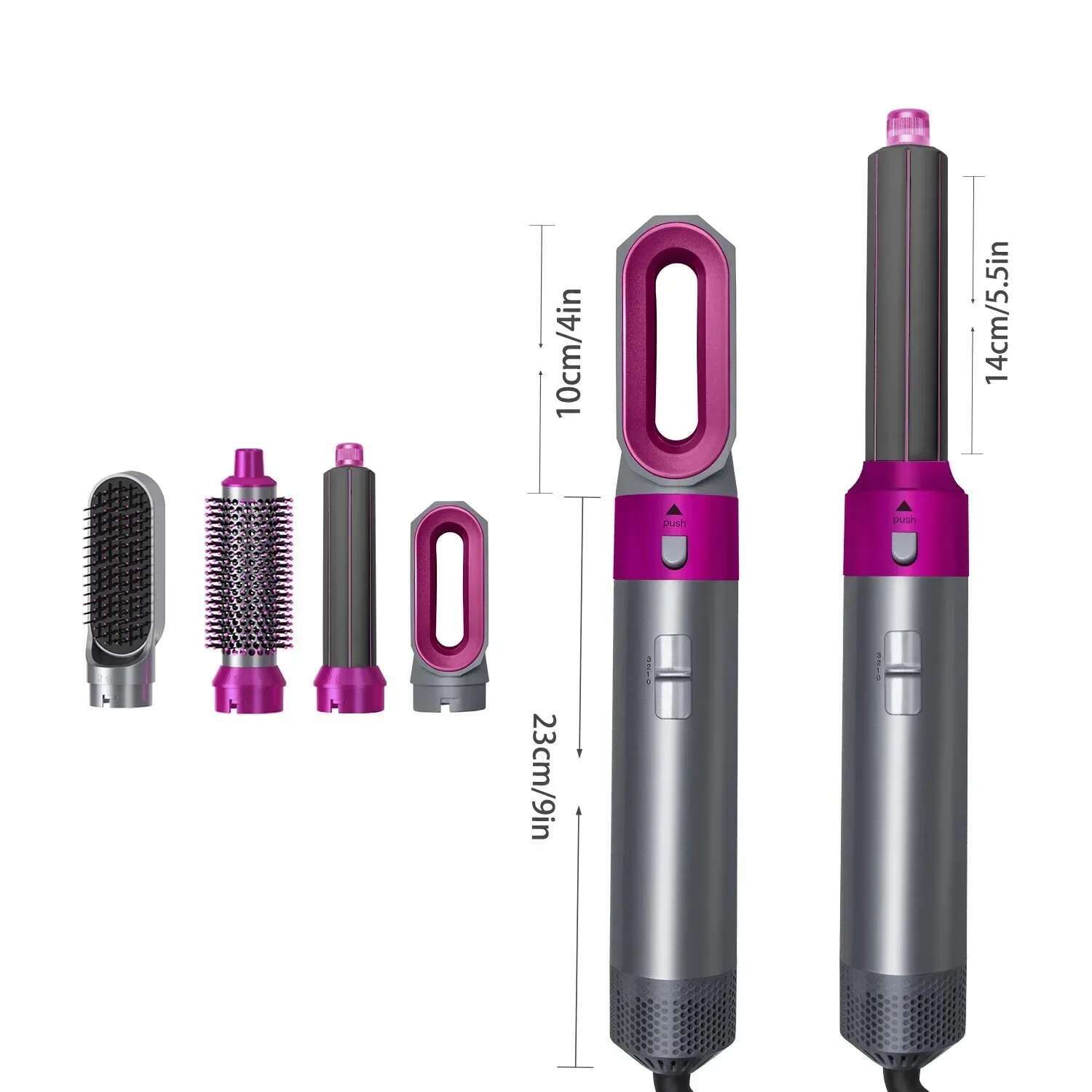 Multi functional five in one hot air multi head automatic curler, straight comb, hair dryer, curg rod