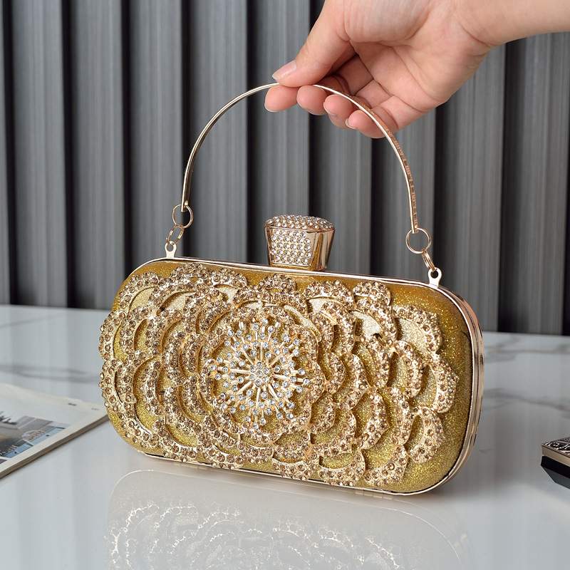 Red Rhinestone Evening Bag Diamond Clutch Brands Handbags for Women Flower Designer Luxury Phone Bag Crossbody Purse 2024