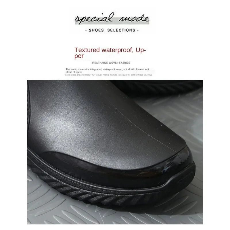 Rain Boots for Men Waterproof Short-tube Non-slip Wear-resistant Casual Fishing Rubber Boots Camping and Stain-resistant Shoes 250106
