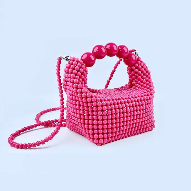 New Fashion Handwoven Everyday Versatile Handheld Chain Strap Diagonal Stranded Bead Handmade Bag
