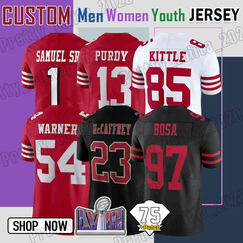 Christian McCaffrey Brock Purdy Football Jersey 7 Colin Kaepernick Patrick Willis Ronnie Lott DeVondre Campbell Niners Deommodore Lenoir Deion Sanders Jake Moody