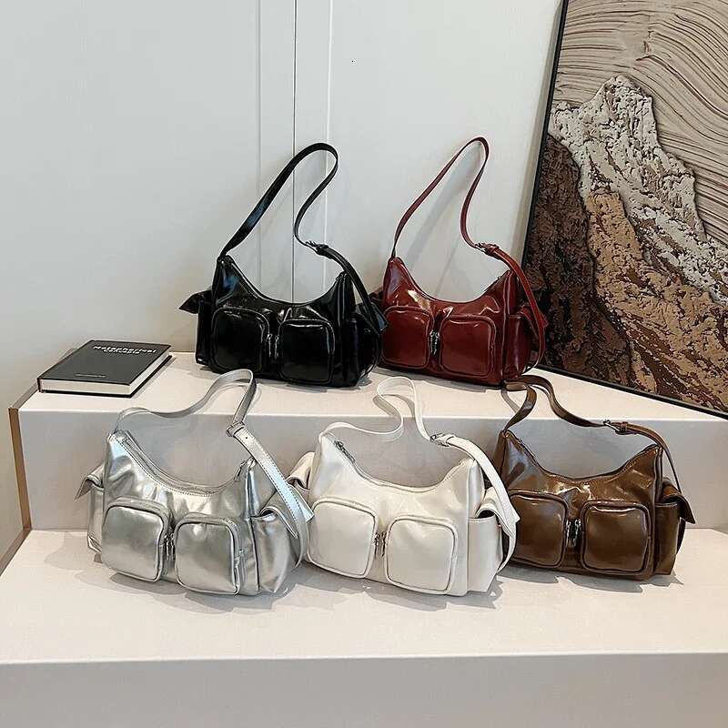 Ddmymarket Double Pockets Design Retro PU Leather Shoulder Bags For Women 2024 Y2K Fashion Trend Crossbody Bag Female Handbags
