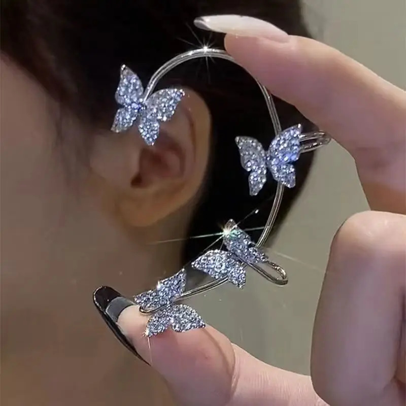 Butterfly ear clip ear hook integrated earrings fairy personality all-match earrings without ear holes 250103