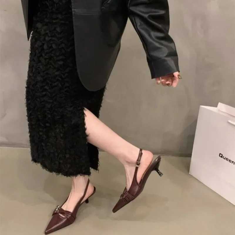 New Ladies High H Wen Sandals Spring Summer Pointed Toe Party Footwear New Fashion Buckle Strap Fem Shoes Hot Pumps Z250107