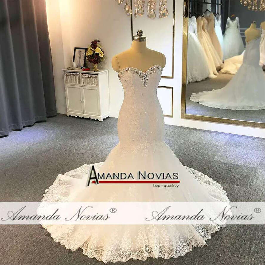 Strapless Lace Mermaid Wedding Dress Robe De Soiree Courte