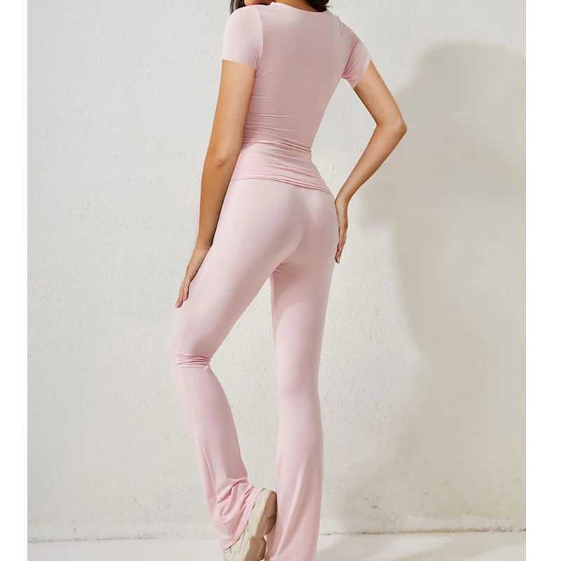 2 Piece Sets for Women Summer Sports Outfits Short Sve Solid Sexy Slim Crop T-Shirts Pants Leggings Y2K Clothes StreetwearXJ250106