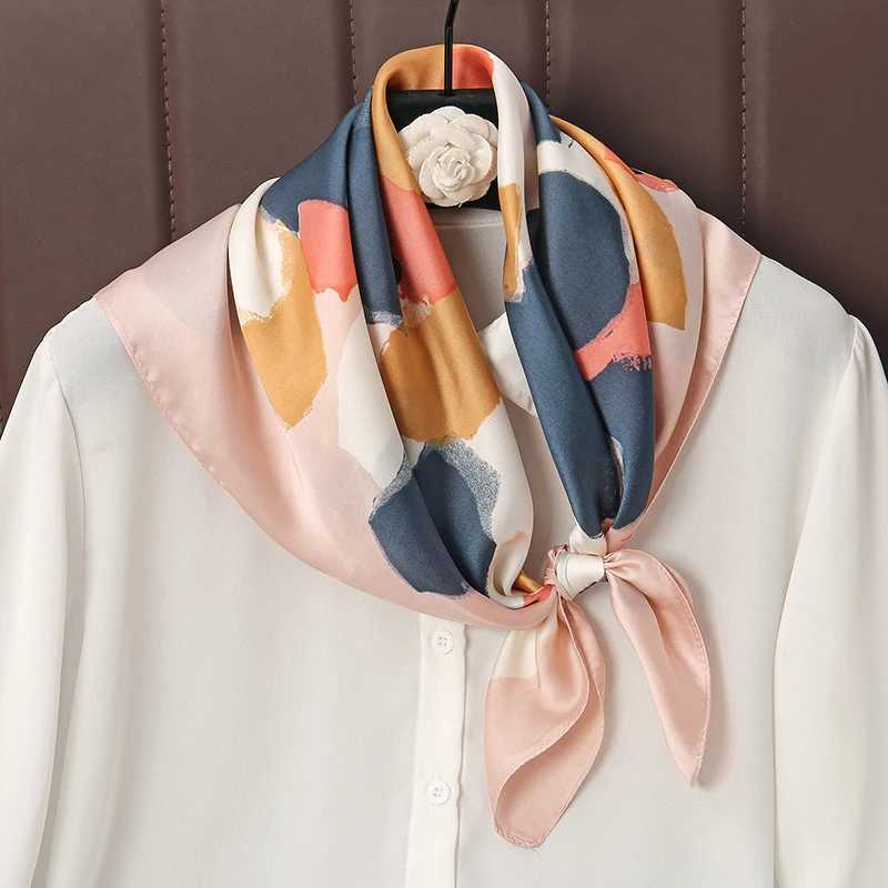 Luxury Silk Touch Square Scarf for Women 2024 Printed Satin Collar Spring Headband Foulard Bandana Echape Tie Shawl Bag W250107