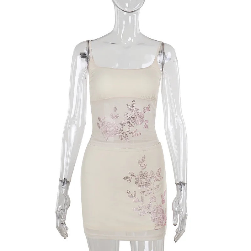 Townlike Sexy Party Diamonds Two Piece Set Crop Top And Skirts Slim Bodycon 2 Pieces Sets Women 2025 Spring Summer Outfits 250106