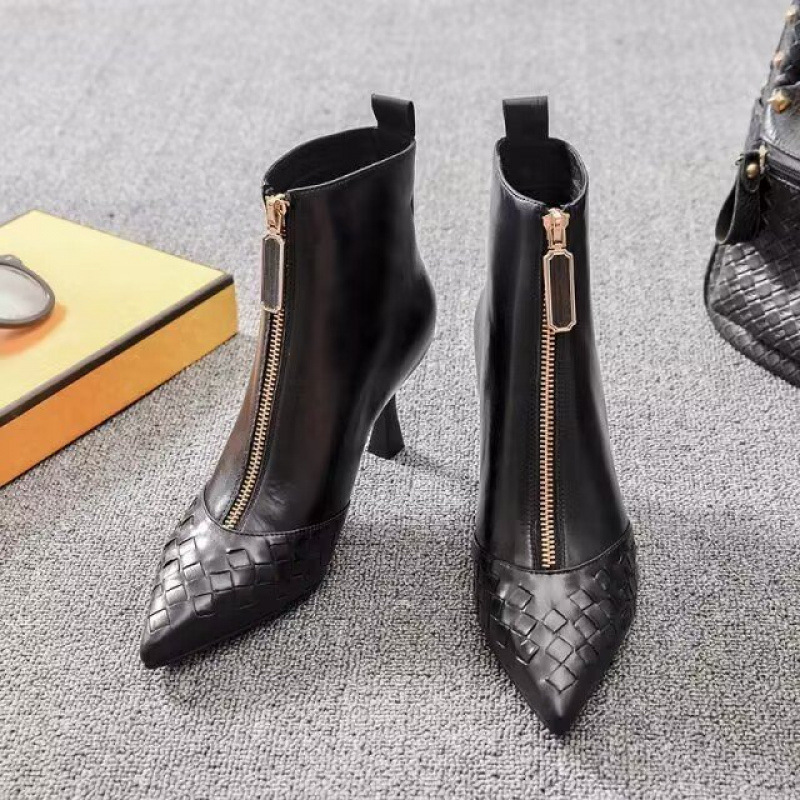 Women Boots High Heel Korean Version Pointed Toe Stiletto Heel Versatile Triple Black Free shipping