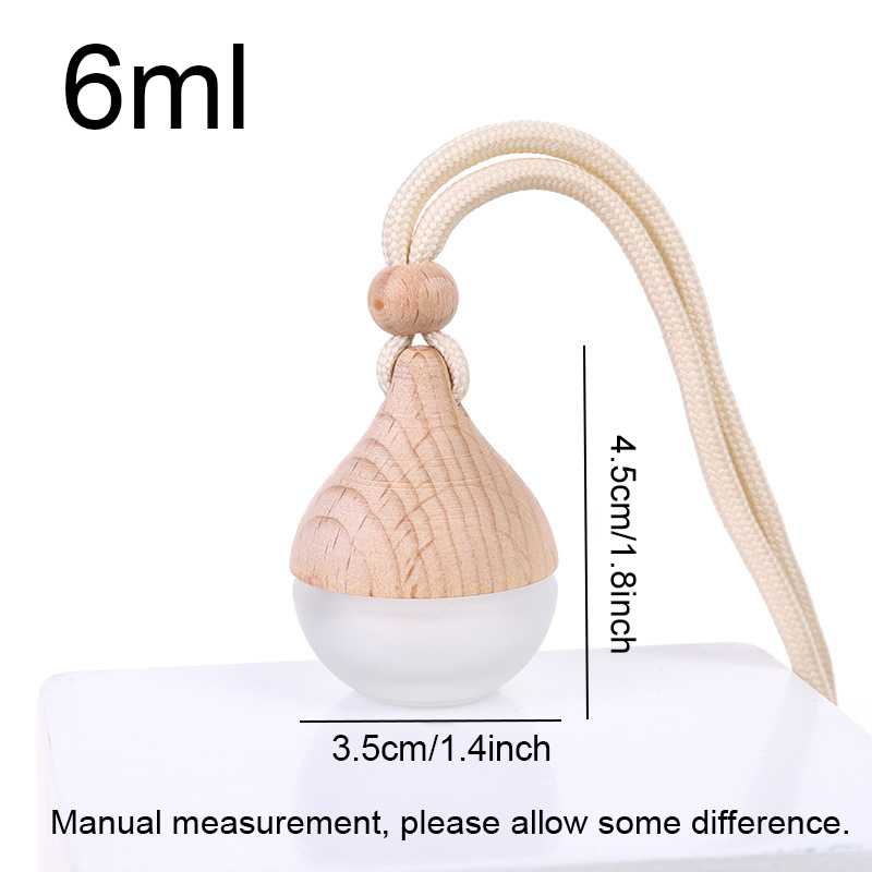 Water Droplet Shaped Essential Oils Diffusers Car Pendant Perfume Bottle Glass Ornaments Empty Bottles Wooden Lid Air Freshener Clear Frosted HW0401