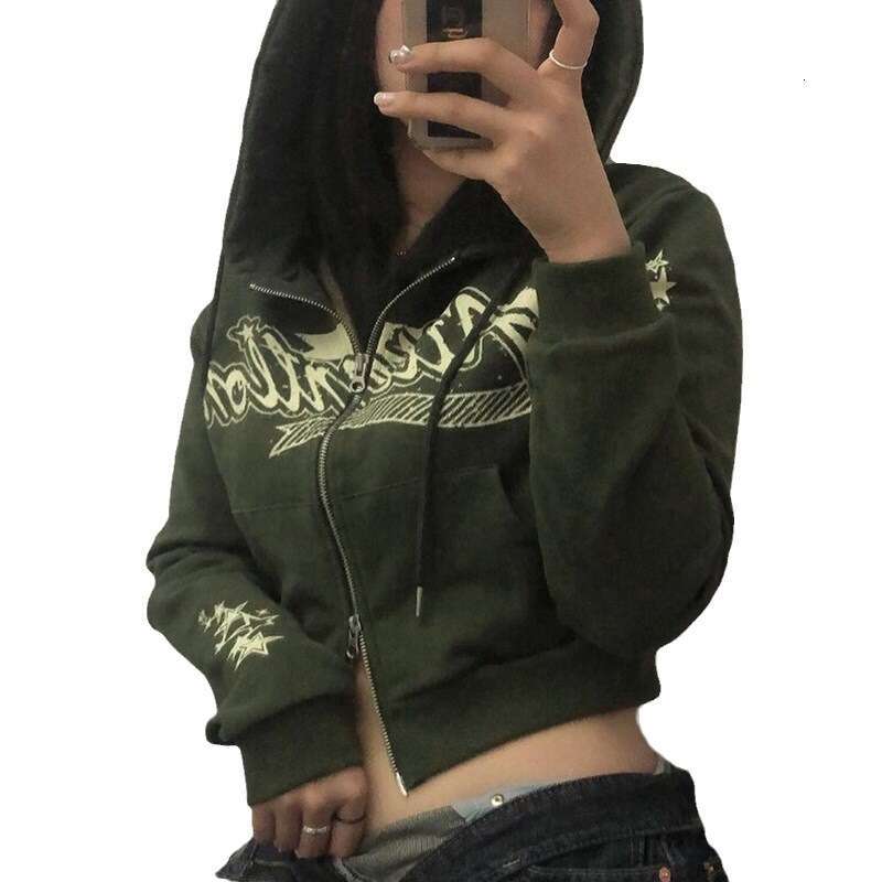 Fashion hoodie cardigan loose hooded new letter embroidered casual short jacket for girls