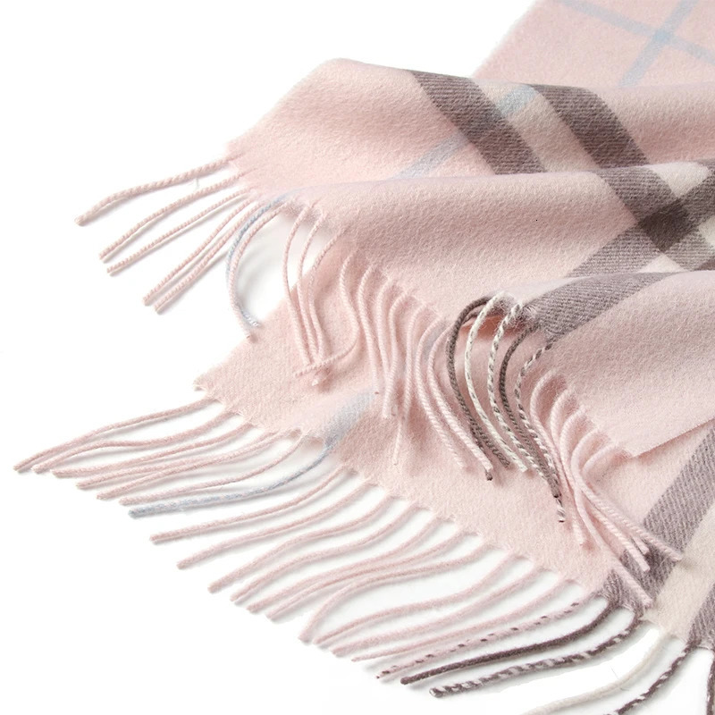 LONGMING 100% Merino Wool Knitted Shawl Women Autumn Fashion Classic Plaid Solid Scarf Winter Warm Knottable Muffler for Man 250106