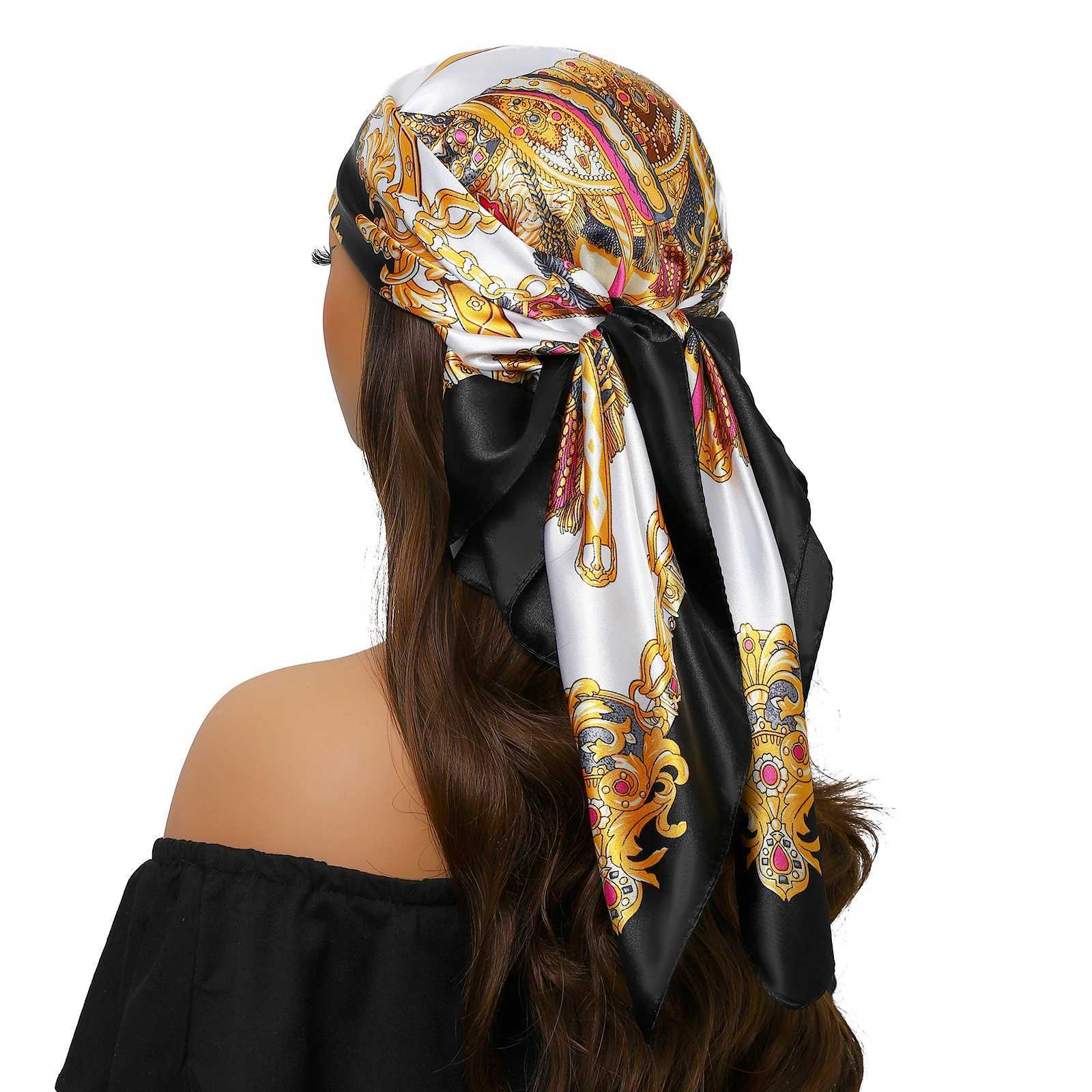 Womens Design Square Headscarf Four Seasons Popular Scarf New Sunset Silk Headscarf Fashion 90X90CM Beach Shawl W250107