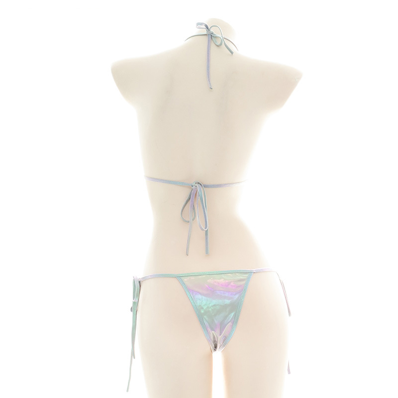 Women's Sleepwear Sexy Beach Shine Girl Bling Laser Bikini Swimsuit Swimear Costume Women Bandage Three-point Lingerie Pajamas Cosplay