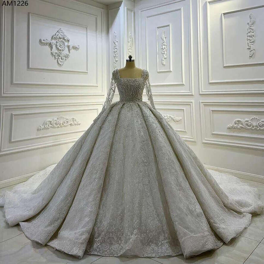 Square Necke Long Sleeve Wedding Dress