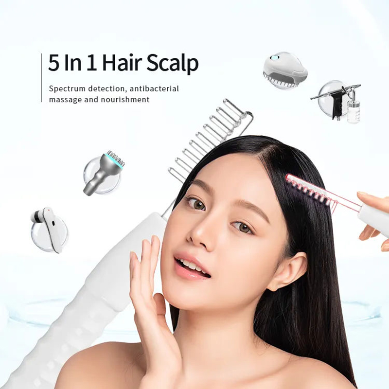 Multifunctional 15 inch 5 In 1 High Frequency Hair Scalp Massage Device Skin Analysis Device Hair Electric Scalp Massager For Hair Growth Beauty Machi