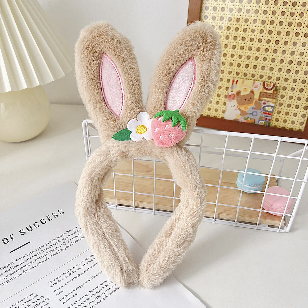 Wash face anti slip headband cute couple style compression headband cartoon teddy bear bunny plush headband hair tie hair clip