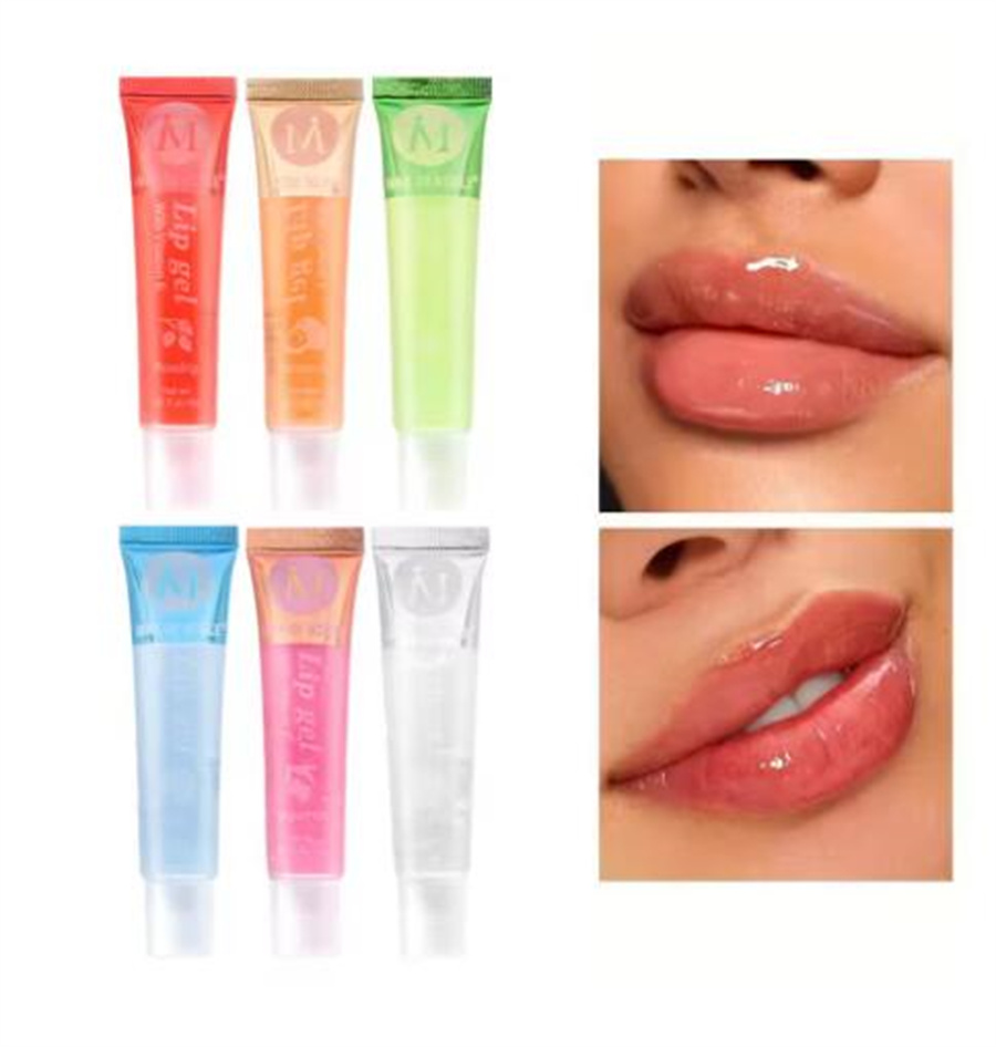 6Pcs Fruity Flavor Watery Glossy Lip Gloss Set Clear Lip Gel Hydrating Moisturizing Lip Gloss Women Lips Makeup Wholesale