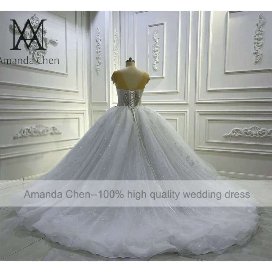 Cap Sleeve Crystal Lace Wedding Dress