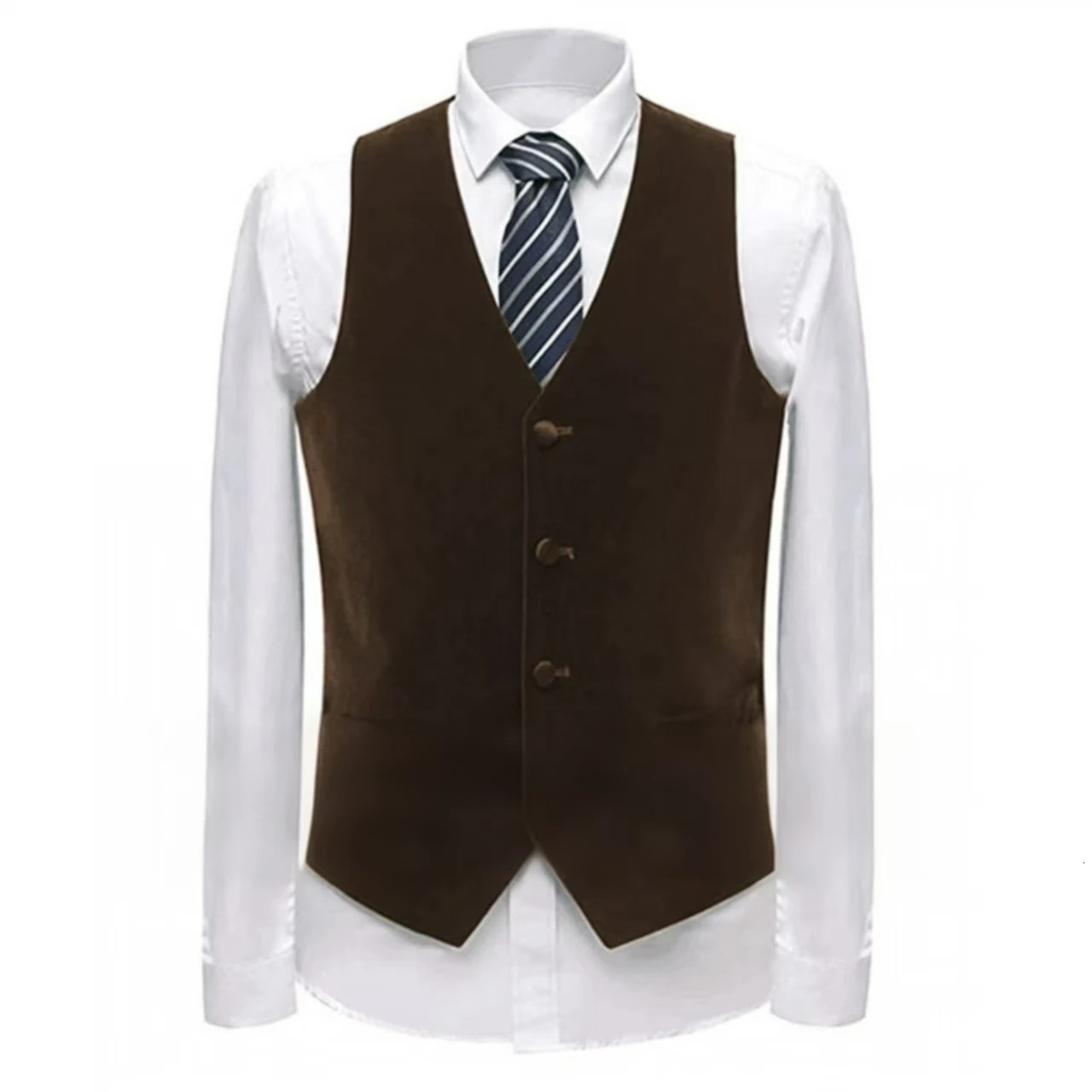 Mens Velvet Vest with Vneck Formal Suit VestsFashionable Singlebreasted Vests for Mensleeveless Jacket Pockets 250107