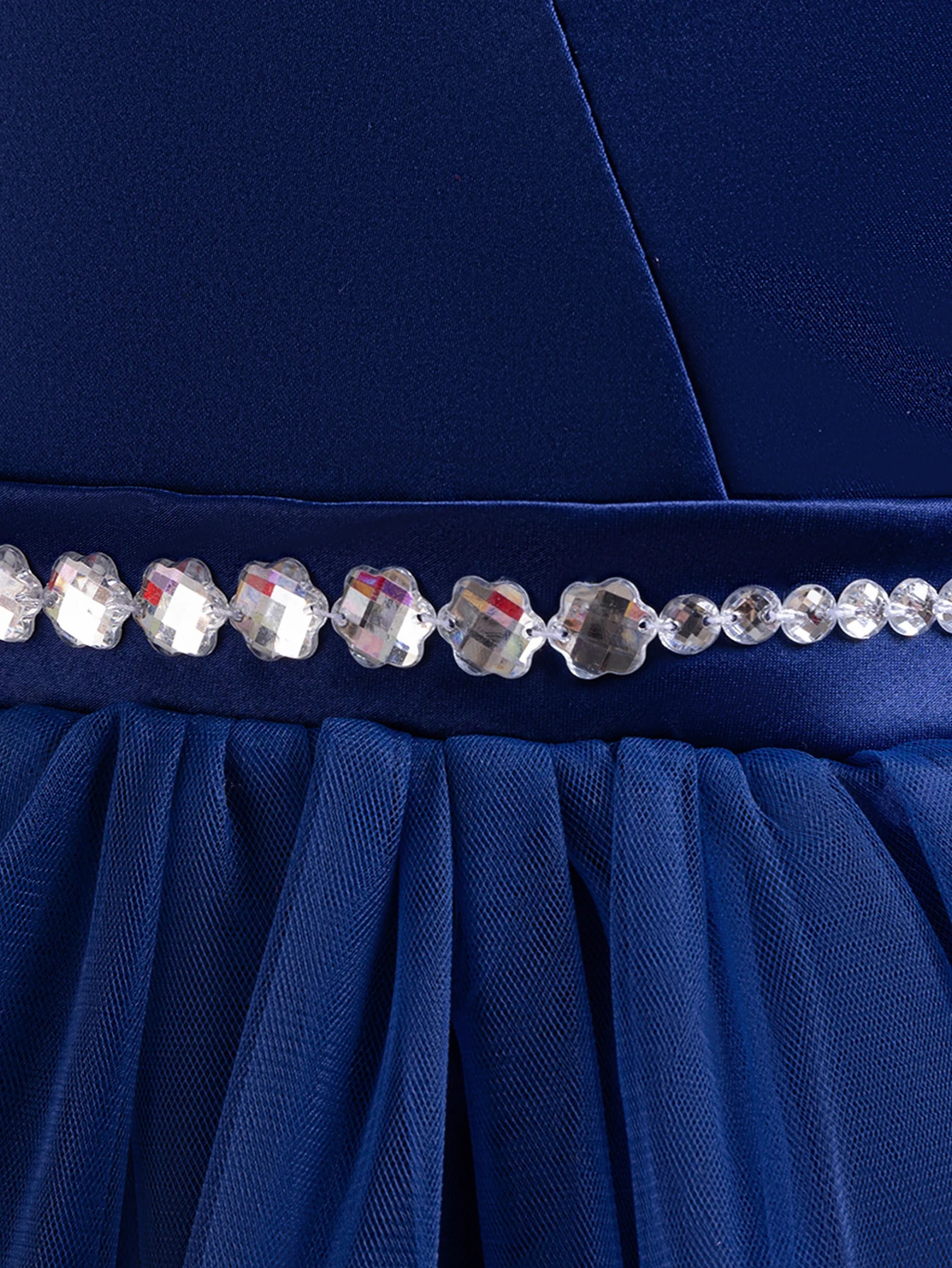 Shining Crystal Belt blue Sleeveless Long Dress for Princess Prom Bow Dresses for 3 to 12 Years Girls 250106
