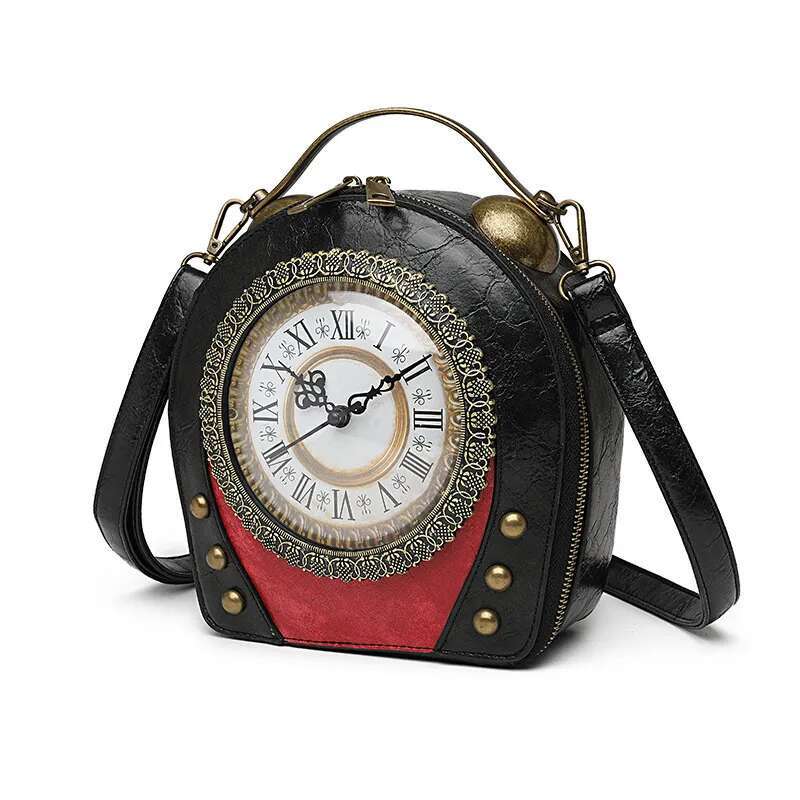 Alirattan New Trendy PU Leather Vintage Handbags For Women,2025 Fashion Ladies Casual Shoulder Crossbody Clock Bag A392