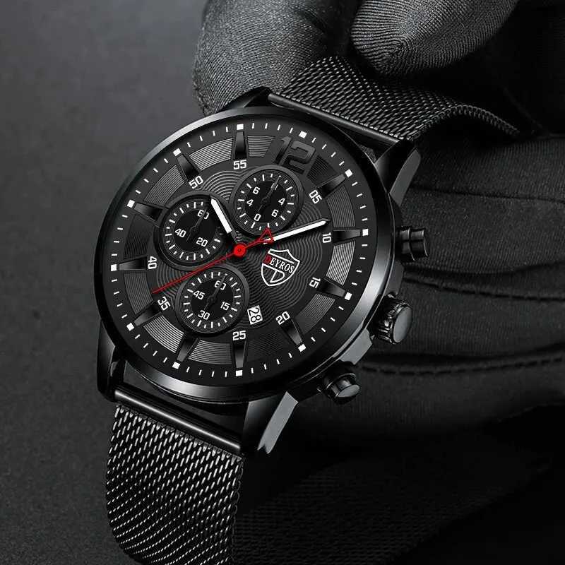 DEYROS Mens Fashion Minimalist Watches Men Business Casual Quartz Watch Simple Male Stainless Steel Mesh Band Clock Reloj HombreX250107