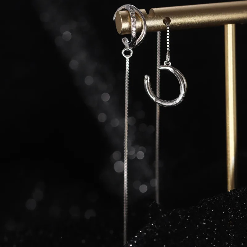 MOVESKI 925 Sterling Silver Korean Simple Ear Chain Ear Bone Clip Earrings Women Fashion Wedding Party Jewelry Gift 250103