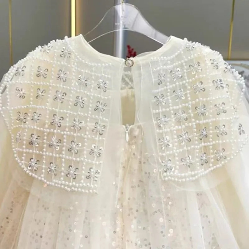 Baby Girl Princess Sequins Sparkle Tutu Dress Infant Toddler Fashion Vestido Long Sleeve Party Pageant Birthday Ball Gown 1-12Y 250107