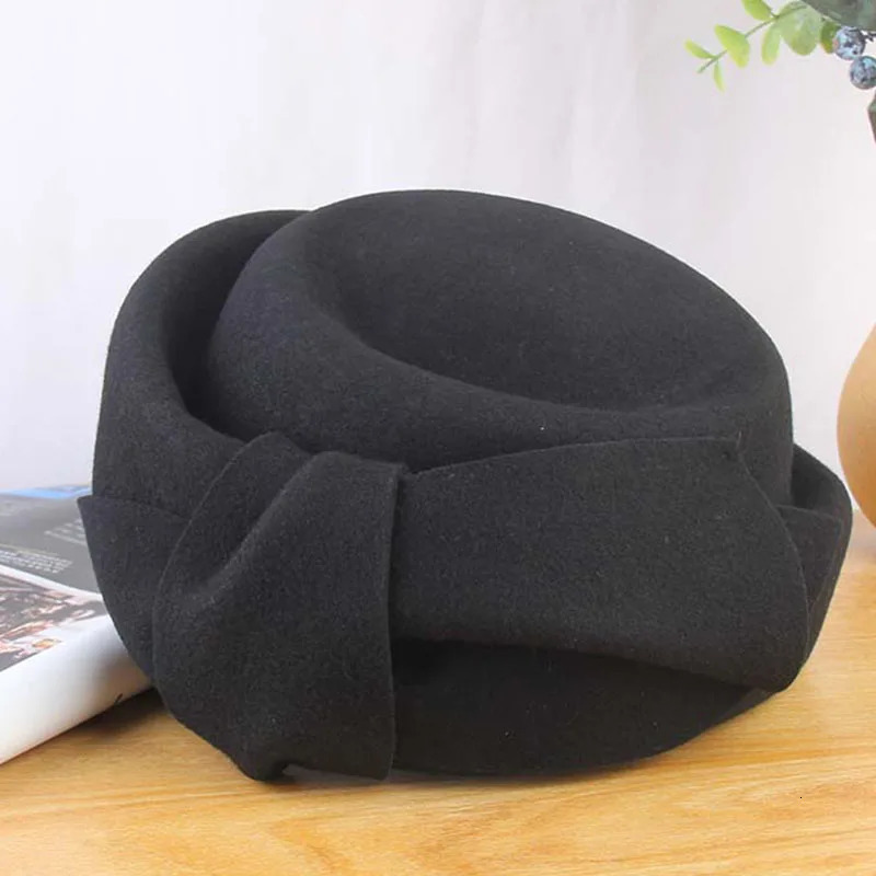 Elegant Wool Fascinator Hat Women Fedoras Church Hats Ladies Wedding Hat Felt Bow Berets Caps Pillbox Hat Chapeau 250106